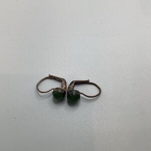 Green Cabochon Drop Leverback Earrings - Women Jewelry